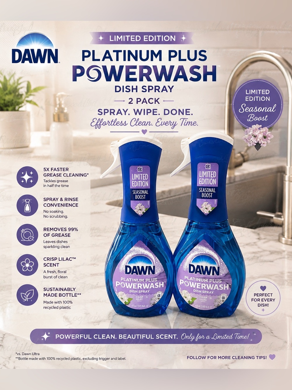 Dawn Powerwash Crisp Lilac Dish Spray – 2 Pack (Limited Edition)